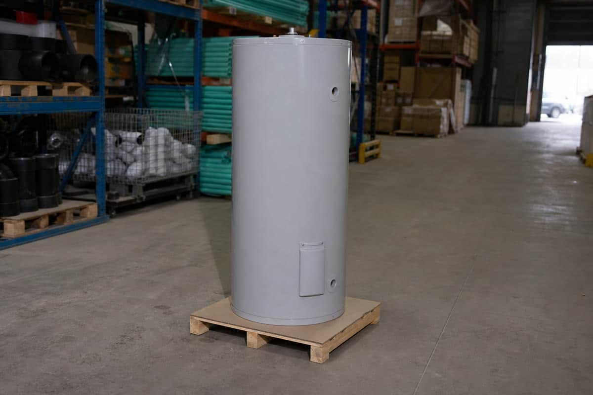 Unbranded storage tank water heater shown for an operating-cost review